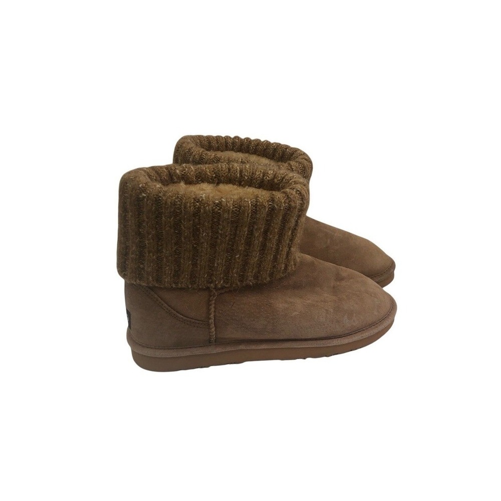 L.A.M.B. Tan Ankle Boots with Knit Cuff‎